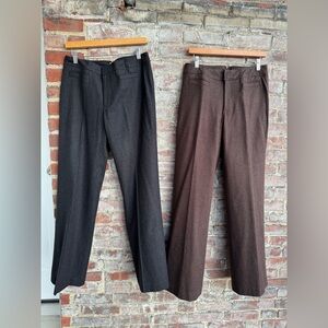 TWO BANANA REPUBLIC HARRISON FIT PINSTRIPE WINTER WOOL PANTS BLACK & BROWN 6